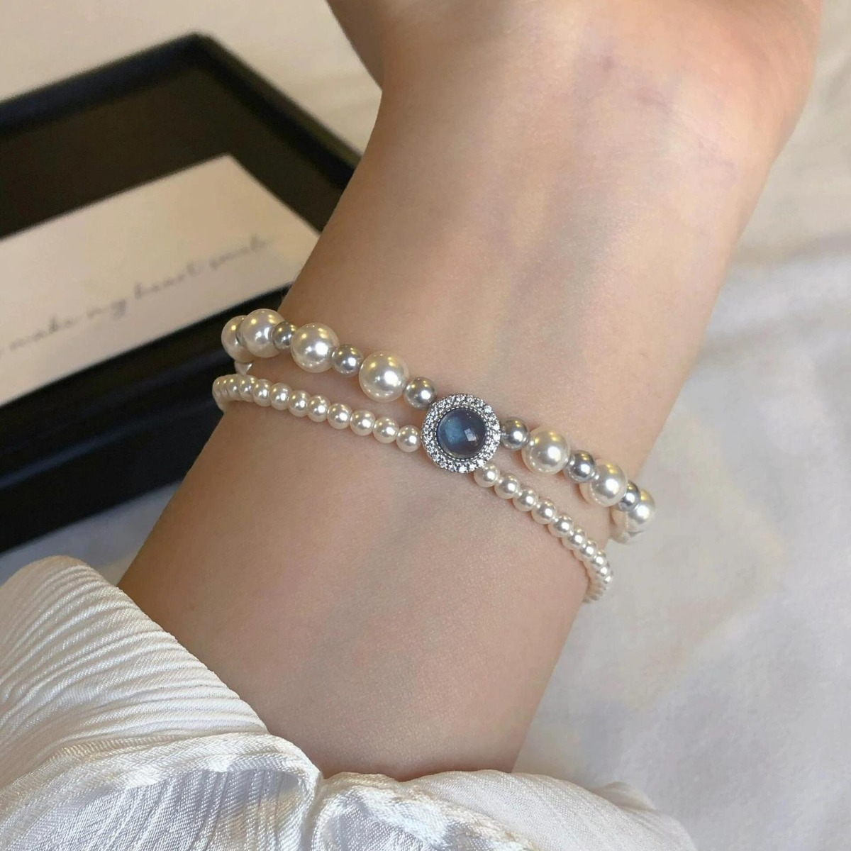 Blue Serenity Pearl Bracelet | Elegant Jewelry with Calming Energy