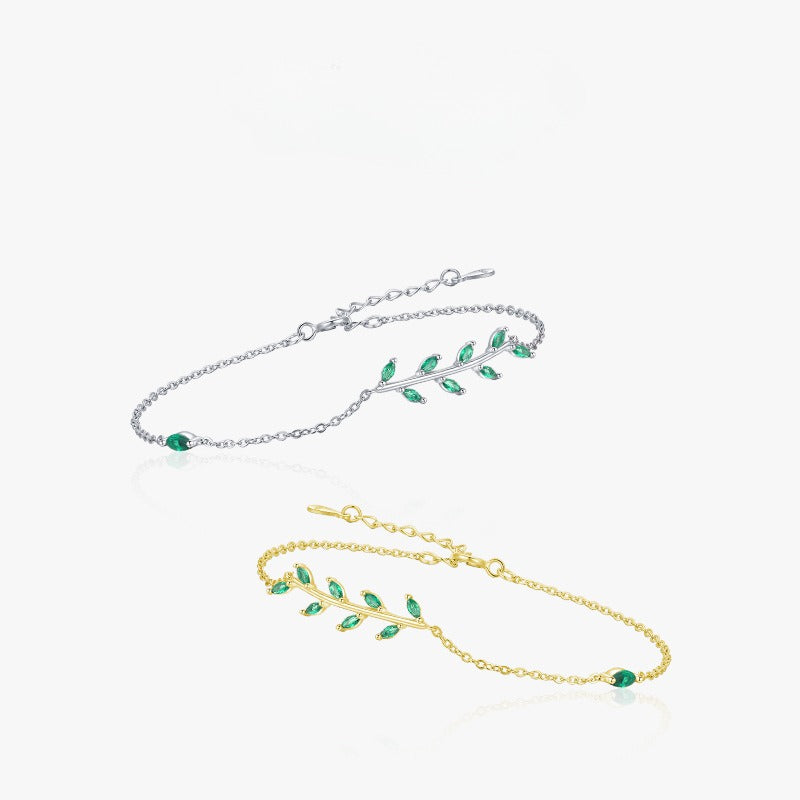 925 Sterling Silver Leaves Bracelet | Elegant Nature-Inspired Bracelet