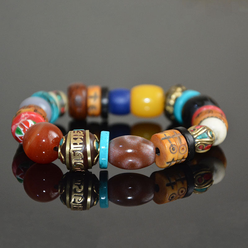 Energy Protector – Tibetan Blessed Bracelet with Dzi Bead & Healing Stone