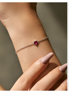 Rose Heart Bracelet – Minimalist Silver Heart Charm Jewelry for Women