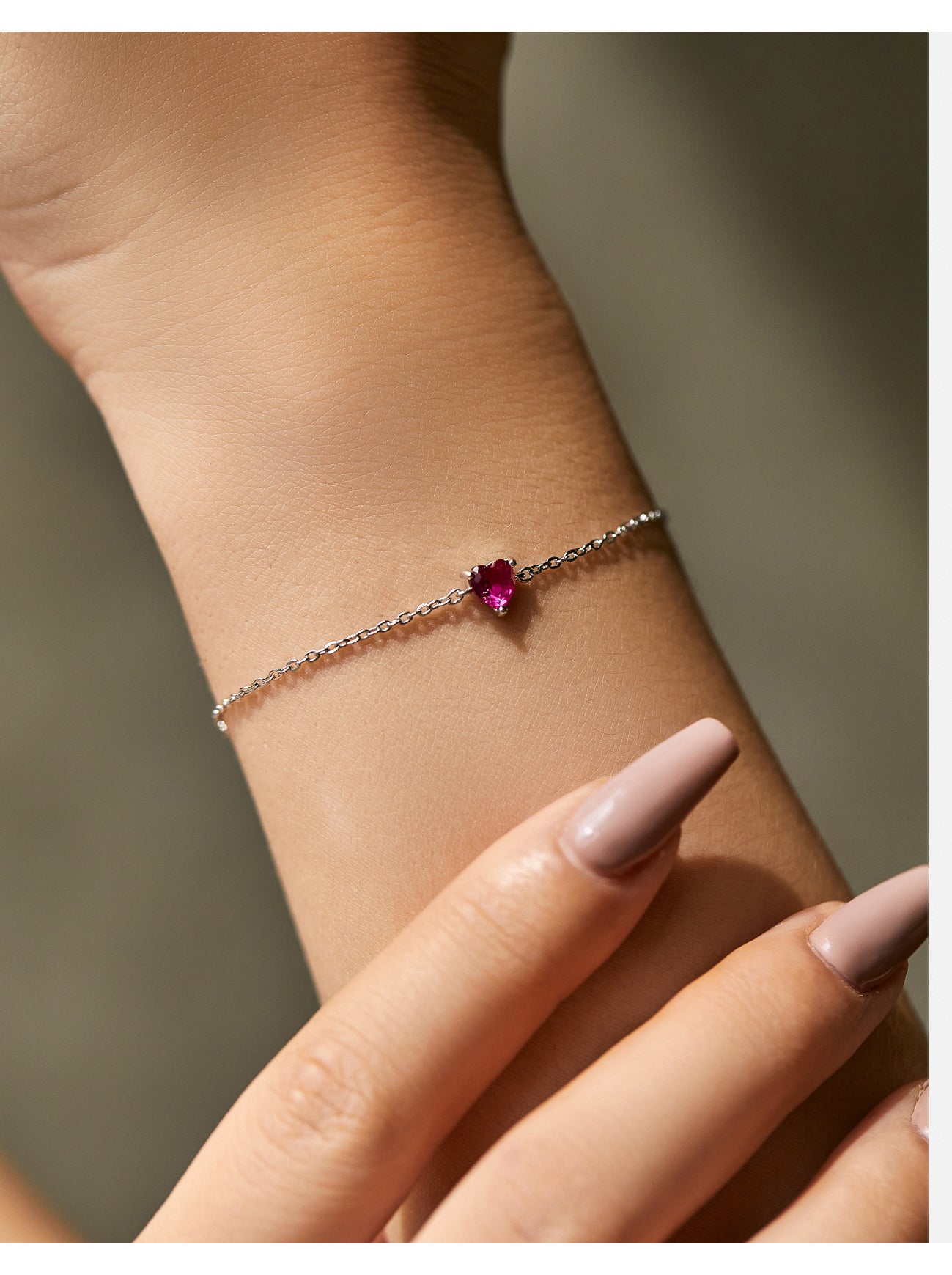 Rose Heart Bracelet – Minimalist Silver Heart Charm Jewelry for Women