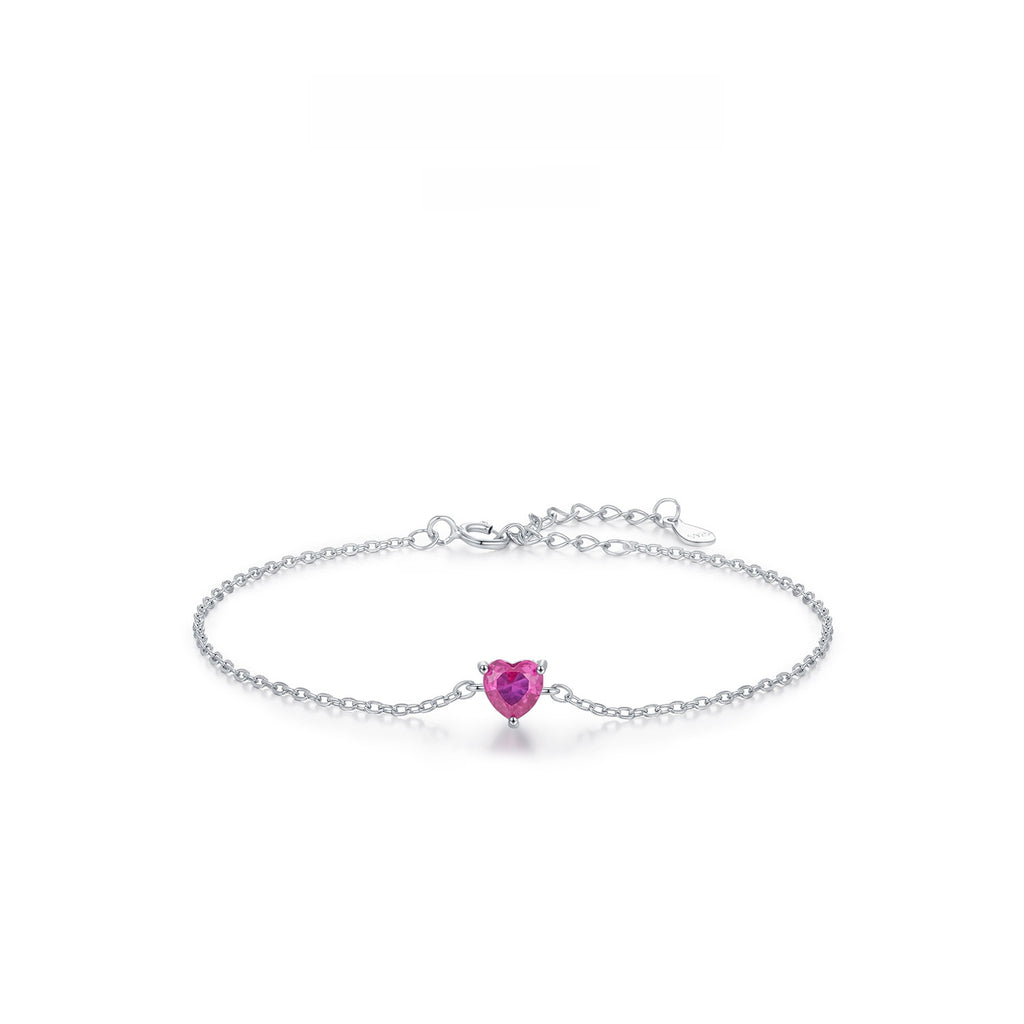 Rose Heart Bracelet – Minimalist Silver Heart Charm Jewelry for Women
