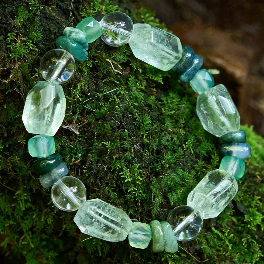 Inner Power — Moss Agate, White Quartz & Green Crystal Healing Stone