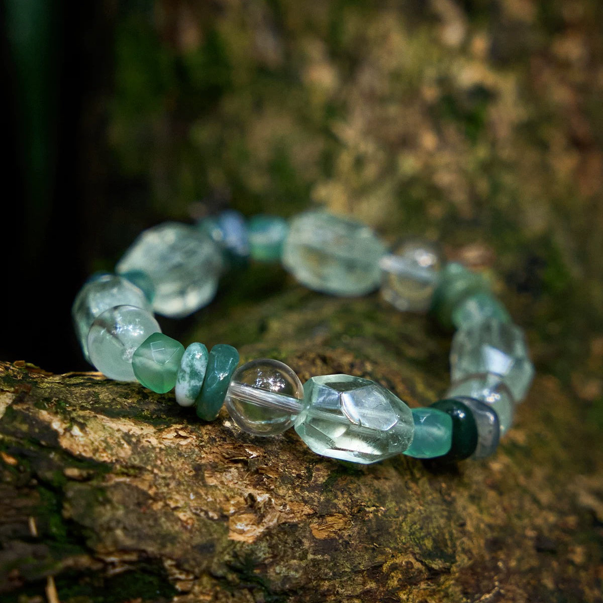 Inner Power — Moss Agate, White Quartz & Green Crystal Healing Stone