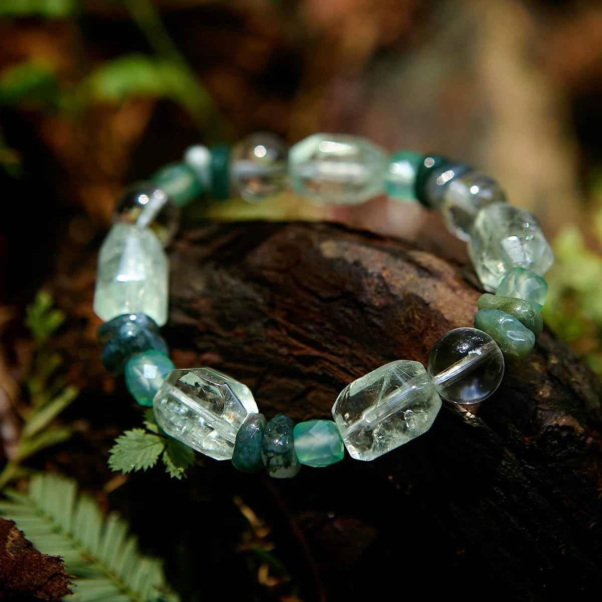 Inner Power — Moss Agate, White Quartz & Green Crystal Healing Stone