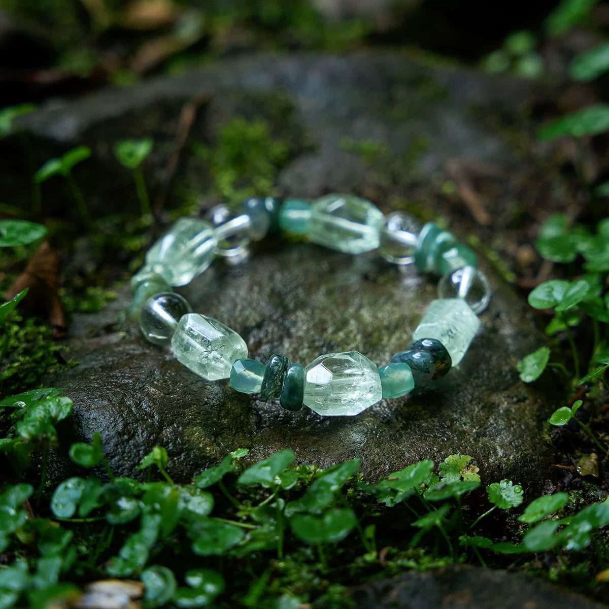Inner Power — Moss Agate, White Quartz & Green Crystal Healing Stone