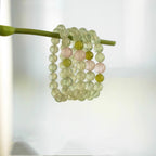 Hope and Passion — Natural Prehnite & Rose Quartz Bracelet