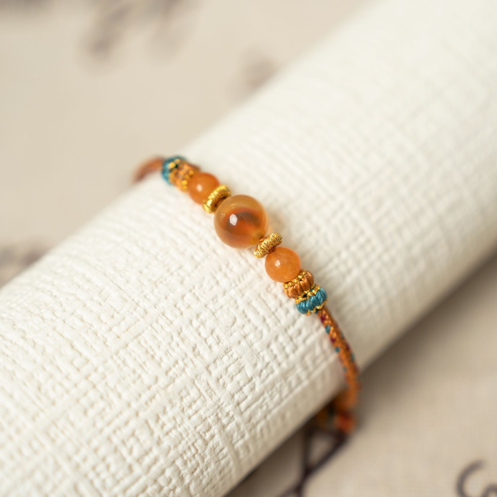 Dunhuang Amber Glow – Handmade Yellow String Bracelet
