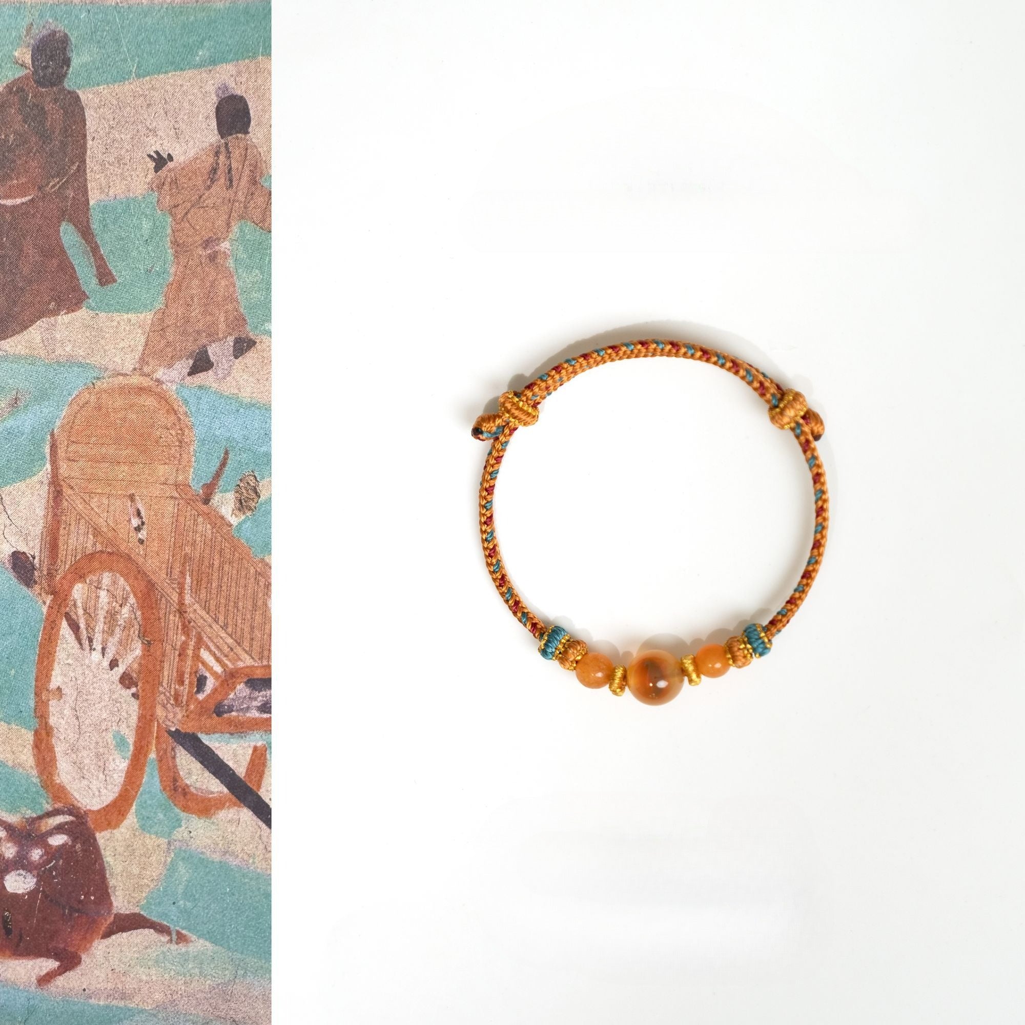 Dunhuang Amber Glow – Handmade Yellow String Bracelet