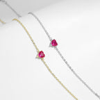 Rose Heart Bracelet – Minimalist Silver Heart Charm Jewelry for Women