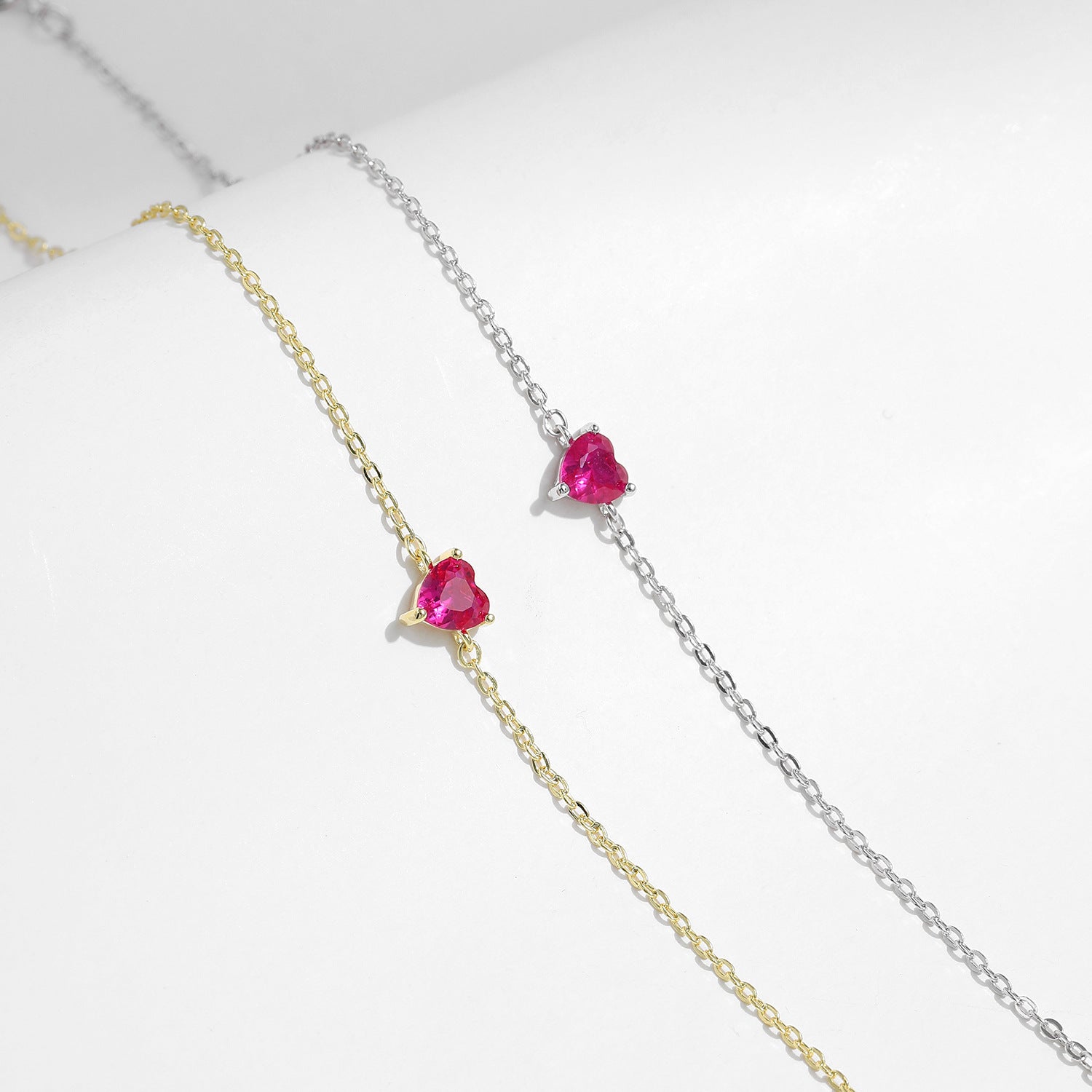 Rose Heart Bracelet – Minimalist Silver Heart Charm Jewelry for Women